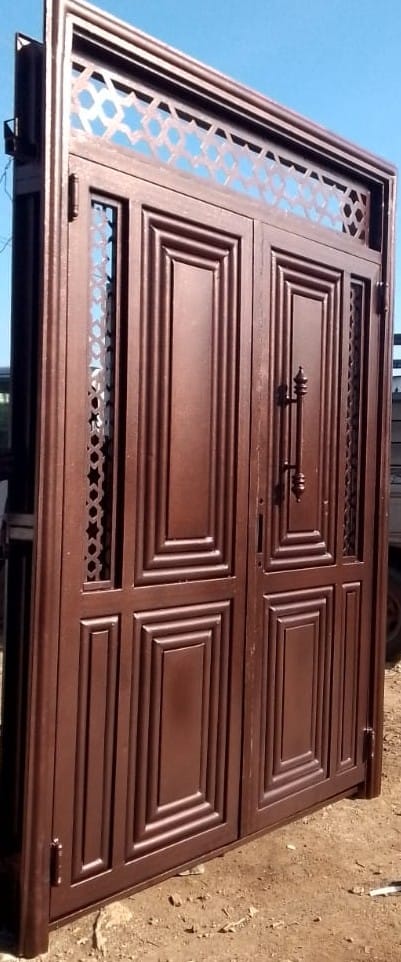 Custom fabricated grill steel door installation