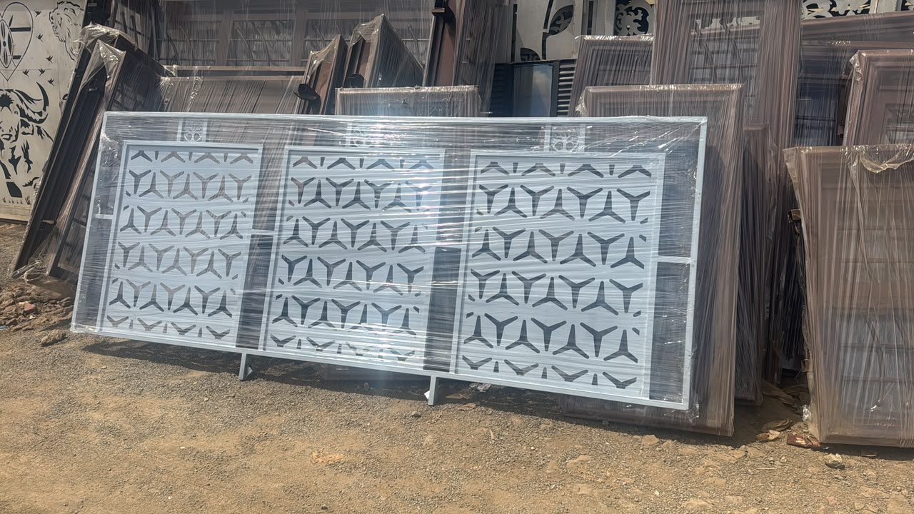CNC cut decorative metal wall panel with geometric pattern